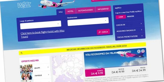 Wizzair, sito low cost